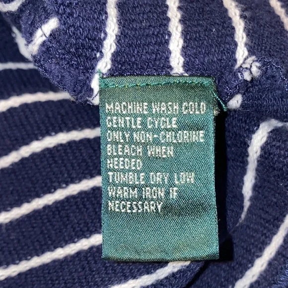Lauren Ralph Lauren Striped Navy and White Quarter-Zip Sweater - Picture 7 of 8